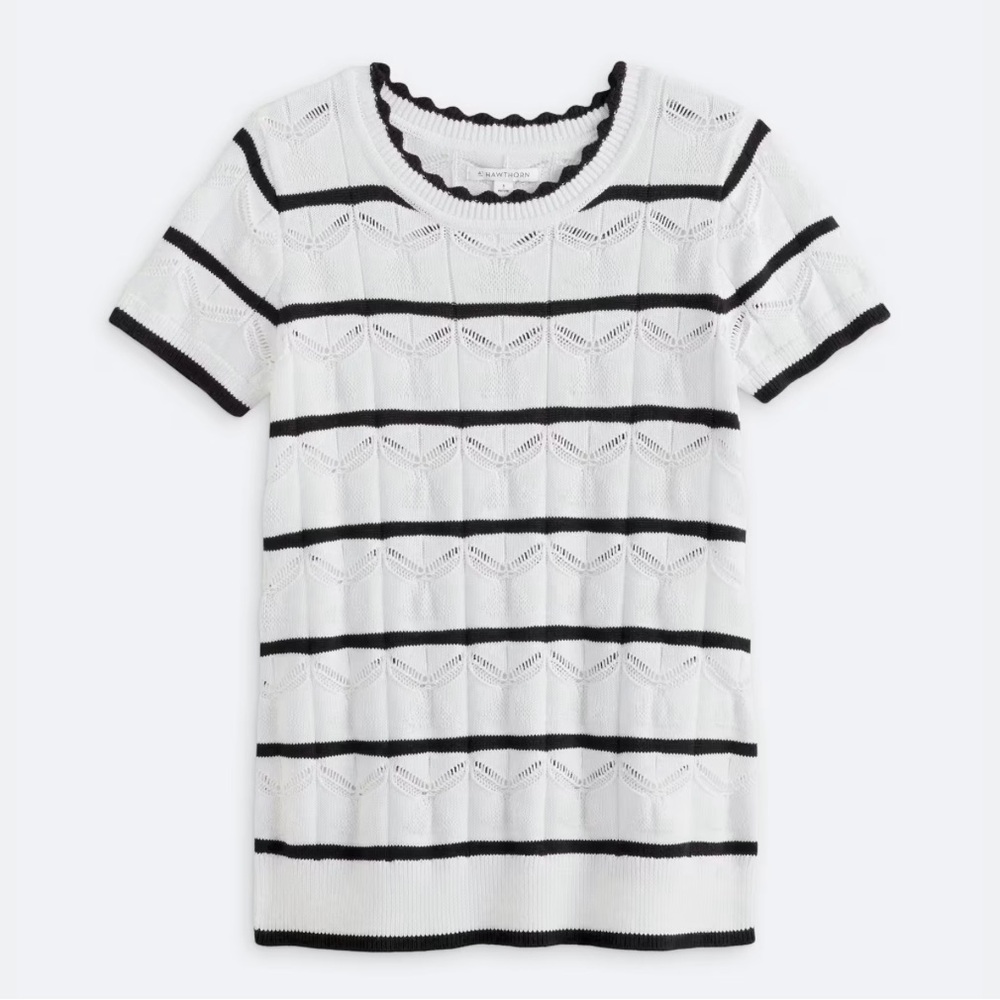 41 HAWTHORN Pointelle Short Sleeve Sweater